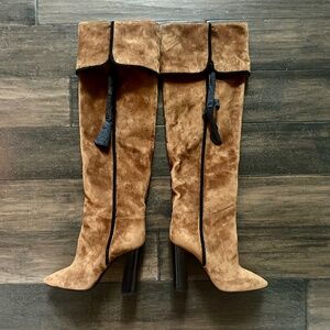 SAINT LAURENT Suede Meurice Tassel Slouchy Boots NIB Sz 39 $2,596!!